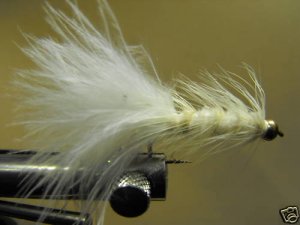 1 Dzn - BH Woolly Bugger - Trout or Pan fish -  White