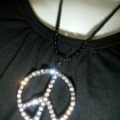 Peace w Diamonds Black Necklace