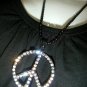 Peace w Diamonds Black Necklace