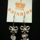 Teddybear & Heart w Ribbons Silver Earrings