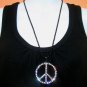 Peace w Diamonds Black Necklace