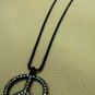 Peace w Diamonds Black Necklace