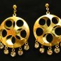 Gold Round w Holes Earrings