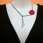Bree Red Rose w Diamante Necklace