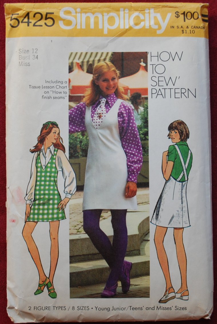 Simplicity 5425 vintage 1972 pattern for mini halter jumper, blouse and ...