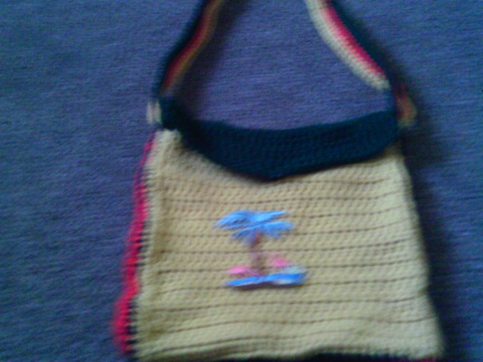 Crochet Medium Red,Yellow & Green handbag