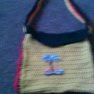 Crochet Medium Red,Yellow & Green handbag