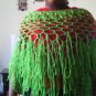 Crochet Medium Green Beaded Pancho