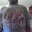 Crochet Medium Brown & Cream Pancho