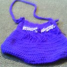 Crochet Medium Purple & White Beadaed handbag