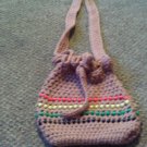 Crochet Medium Red,Yellow, Green  & Brown  Beaded handbag