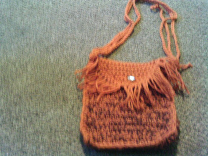 Crochet Small Brown Handbag