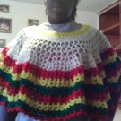 Crochet Large Red,Yellow & Green Pancho