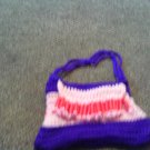 Crochet small Purple pink and red beaded handbag