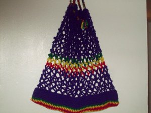 purple red, yellow & Green tote bag