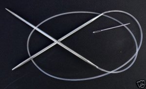 stainless steel knitting needle circular US size 6, 31"