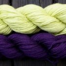 Wool sock yarn sport weight, lime & violet