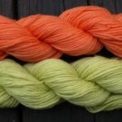 Wool sock yarn sport weight, tangerine & lime