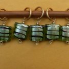 Stitch marker, knitting 6+1  lamp work glass square