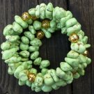 Memory wire Bracelet green Turquoise& gold filled beads