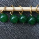 Stitch marker, knitting 6+1 ,  green glass