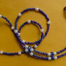Sunglasses & eyeglass holder , glass beads, 28" blue