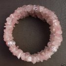 Memory wire Bracelet, rose quartz & silver plated beads