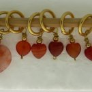 Stitch marker, knitting or crochetting 6+1  agate heart