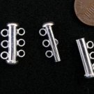 2 sets  925 silver slide clasps, 3 strands, 12 x 20 mm
