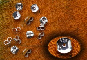 12 Sterling silver earring back ear nuts, 6 x 6 mm