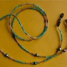 Sunglasses & eyeglass holder, glass green+gold, 28"