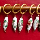 Stitch marker, knitting 6+1 ,  Cloisonne beads