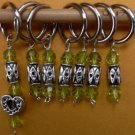 Stitch marker, knitting 6+1  , pewter and crystal