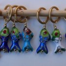 Stitch marker, knitting 6+1  Cloisonne beads, fish