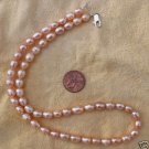 Fresh water pearl, peach, 7 x 8mm,  15 " string