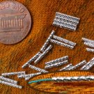 24 sterling silver fancy tube beads, 10x1.5mm, twist