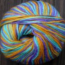Pure wool yarn Fingering wt iris aqua orange lime 1.7oz