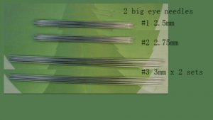 stainless steel knitting needle 4 sets + ,  US sz 1 + 2
