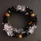 Memory wire Bracelet, smoke quartz & rock crystal beads