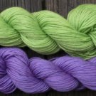 Wool sock yarn sport weight, apple green & iris