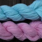 Wool sock yarn sport weight, baby blue & soft pink
