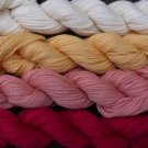 Pure wool yarn worsted wt, ivory yellow peach & rose