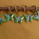 Stitch marker, knitting 6+1  Cloisonne beads butterfly
