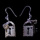 925 silver earrings, locks and keys, 20 x 14mm