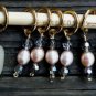 Stitch marker for knitting , 6+1 pcs #11pearl + crystal