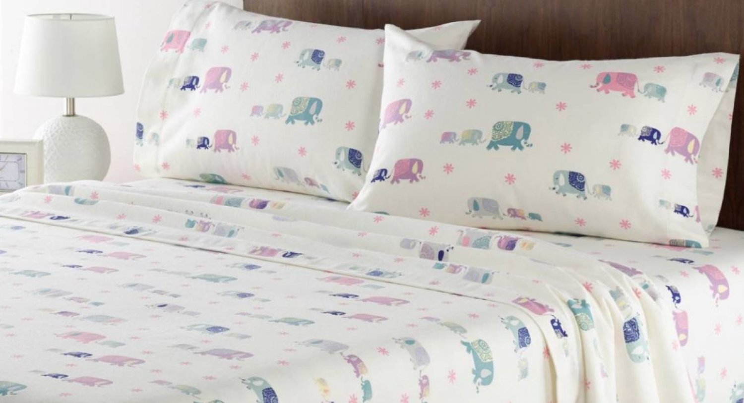 Home Classics Elephants Full Heavyweight Flannel Sheet Set ...