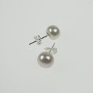 8-9mm AAA white freshwater cultured pearl earring jewellery pierced sterling silver 925 stud