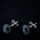 AAA 8-9mm black freshwater cultured pearl earring jewellery pierced sterling silver 925 stud