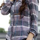 Purple Plaid Long Sleeve Preppy Style Shirt: Trishia