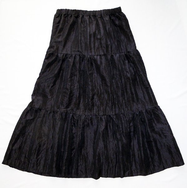 Artisan / Handcrafted Long Black Taffeta Bohemian Skirt: Sahara